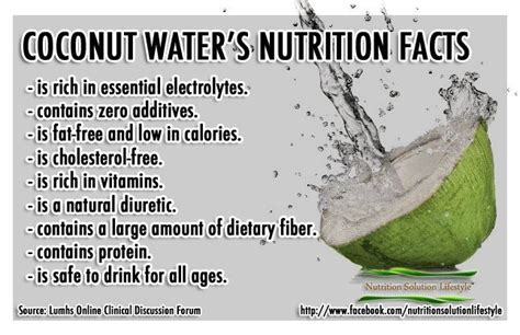 Coconut Water Health Diet Health And Nutrition Nutrition Facts
