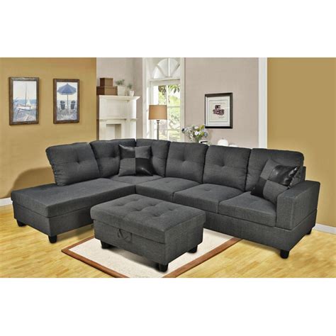 Grey Microfiber Sectional Sofa 4 