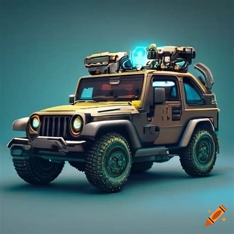 Mechanics Sci Fi Jeep With Cyan Accents On Craiyon