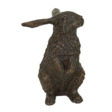 Bronze Standing Rabbit Statue Irongate Garden Elements