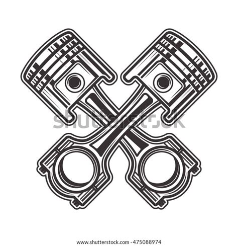 Two Crossed Pistons Monochrome Style Vector Stock Vector Royalty Free