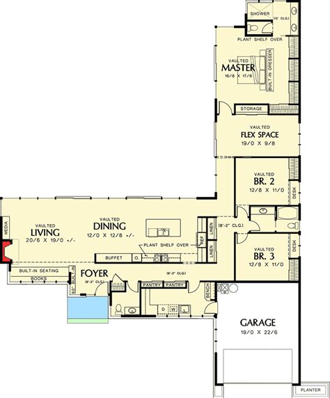 Plan 69401am Long And Low California Ranch L Shaped House Plans Floor