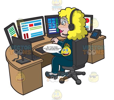 A Happy Female 911 Dispatcher Clipart Cartoons By