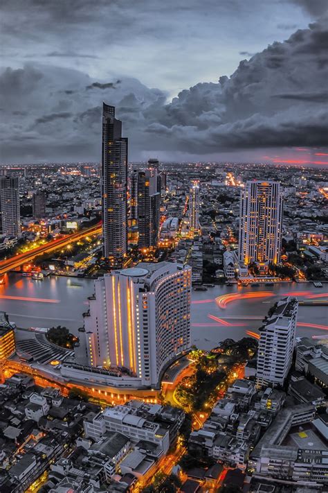 Download Wallpaper 800x1200 Bangkok Night City View From