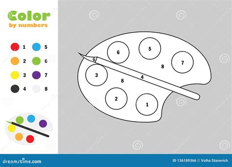 Palette In Cartoon Style Color By Number Education Paper Game For The