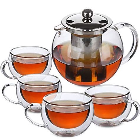 BTäT Tea Pot Tea Set Set of Tea Cups Glass Teapot Glass Tea Cup