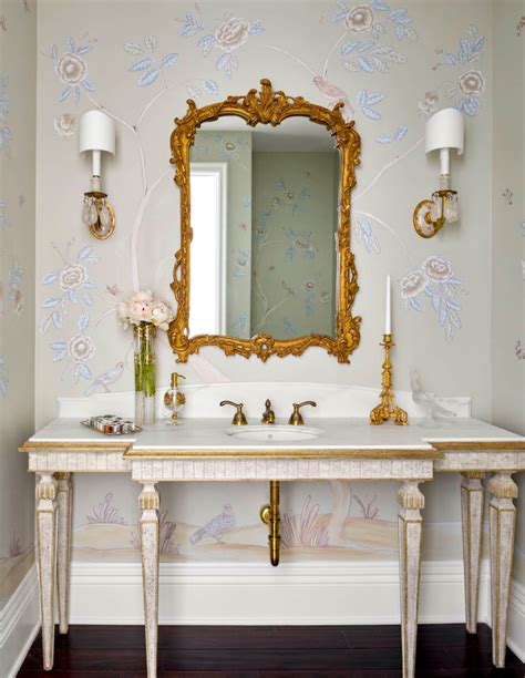 Gleaneagles French Country Powder Room Orange County