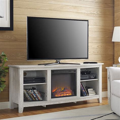 Walker Edison 60 Inch Tv Stand With Fireplace Insert White W58fp18ww