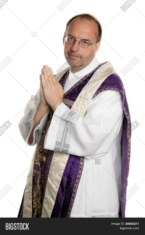 Catholic Priest While Image And Photo Free Trial Bigstock