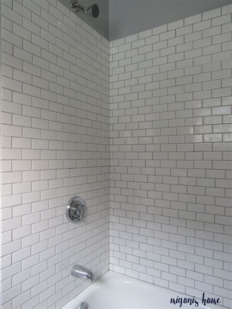 White Subway Tile With Charcoal Grout Shower Three Strikes And Out