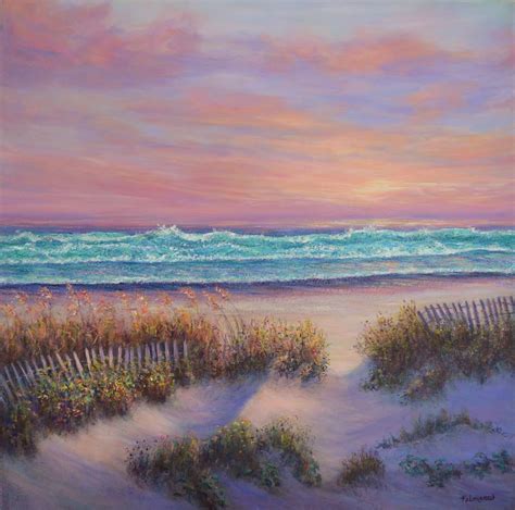 Ocean Beach Path Sunset Sand Dunes Painting By Amber Palomares