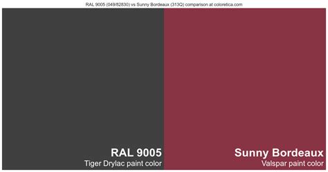 Tiger Drylac RAL 9005 049 82830 Vs Valspar Sunny Bordeaux 313Q