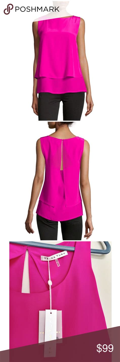 ⚡️hp⚡️ Trina Turk • Hot Pink Sleeveless Silk Top Clothes Design