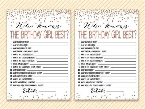 Who Knows The Birthday Girl Best How Well Do You Know The Etsy Girls Birthday Party Games