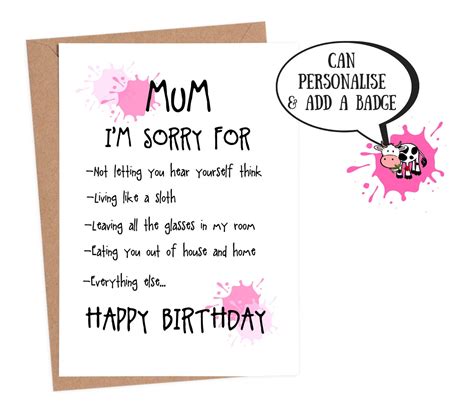 Funny Birthday Card Mum Birthday Card Funny Mom Birthday Etsy Uk