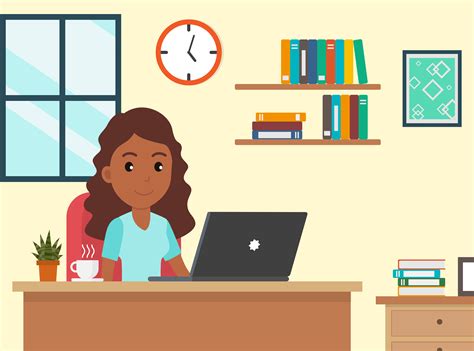 Cartoon African American Woman Working At Home 954097 Vector Art At