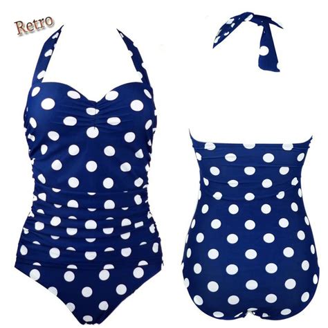 Retro Polka Dot Swimsuit Anchor Bathing Suit Woman Big Size Swimwear One Piece Swimming Suit