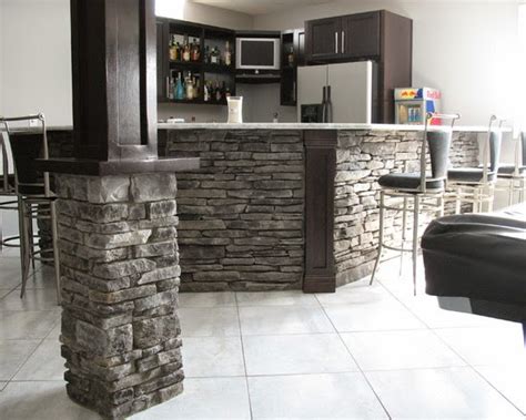 Interior Pillars With Stone And Brick Hearth And Home