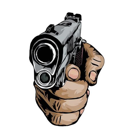 Hand Holding A Gun Vector White Background Vector Art At Vecteezy