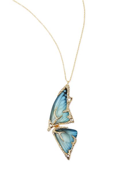 Lyst Alexis Bittar Pave Crystal Butterfly Wing Pendant Necklace Azure
