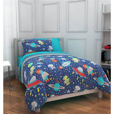 New Mainstays Kids Outer Space Bed In A Bag Twin Blue Boys Or Girls