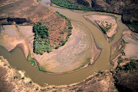 Overflightstock View Of Bend In Blue Nile River In Dry Season