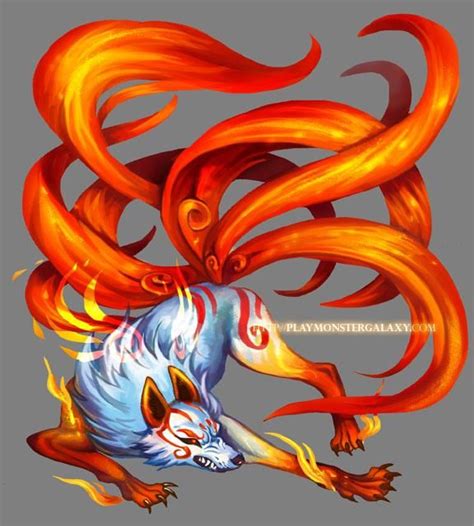 Nine Tailed Fox By Derlaine On DeviantArt Cute Fantasy Creatures Mythical Creatures Art