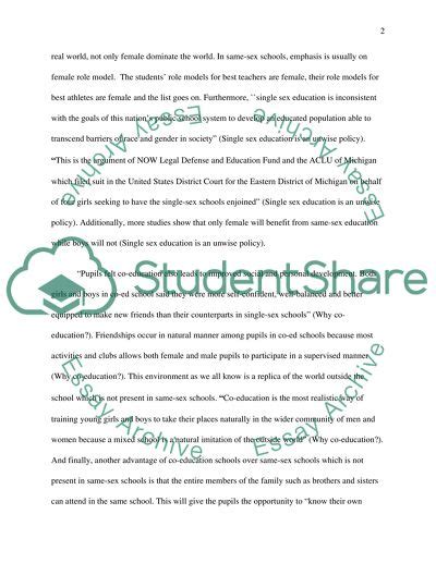 Same Sex Schools Essay Example Topics And Well Written Essays 500 Words