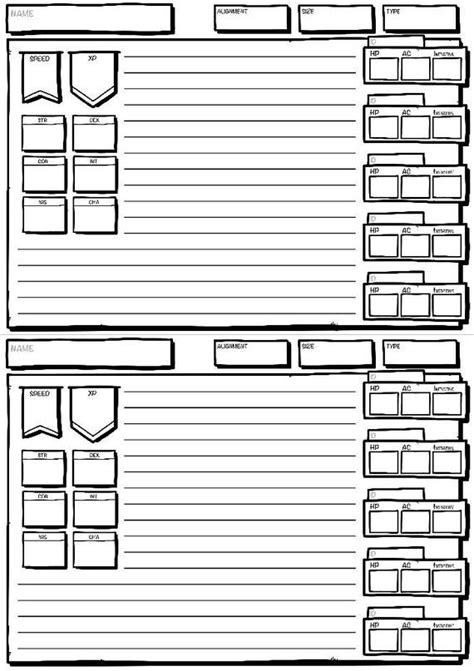 Dungeons And Dragons 5e Compatible Monster Tracking Sheet Monster Track