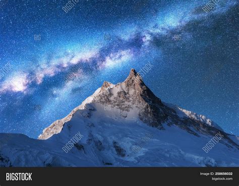 Milky Way Above Snowy Image And Photo Free Trial Bigstock