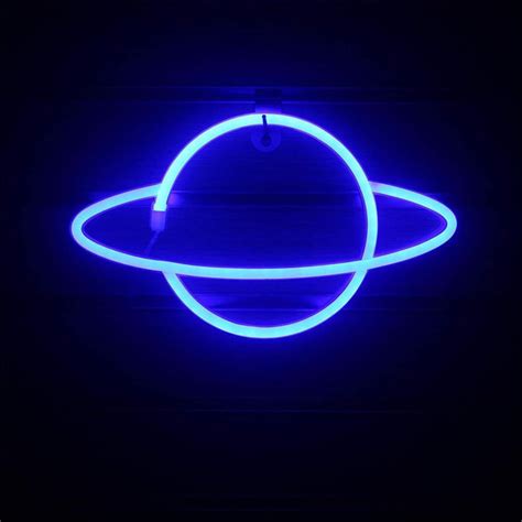 Y2k Planet Neon Signs Led Blue Neon Lights Blue Aesthetic Dark