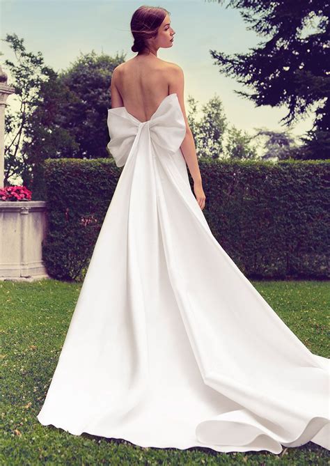 Simple Silk Wedding Dress With Bow Detail