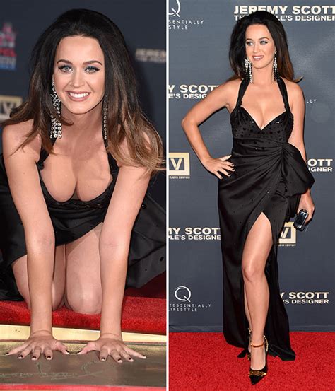 Pic Katy Perrys Cleavage In Black Dress At Handprint Ceremony