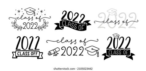 Class 2022 Set Graduation Logo Cap Stock Vector Royalty Free