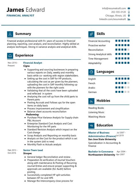 Financial analyst resume example a proven job specific resume example + writing guide for landing your next job in 2021. Financial Analyst Resume Sample - ResumeKraft