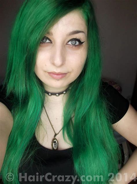 A blue dye over green hair can help you get a turquoise color shade. Buy Dark Cool-toned Green hair colour at HairCrazy.com
