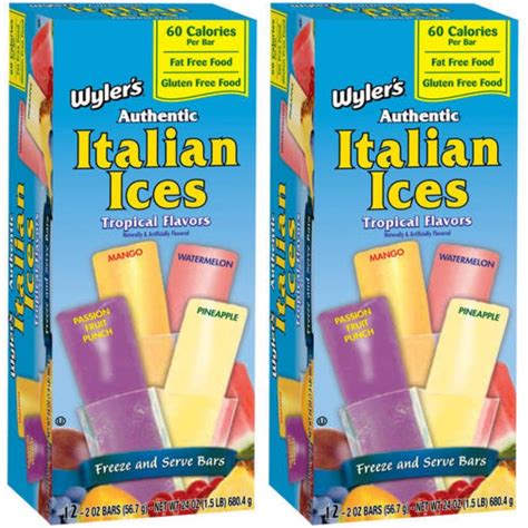 Wyler S Authentic Italian Ice Fat Free Freezer Bars Tropical Flavors
