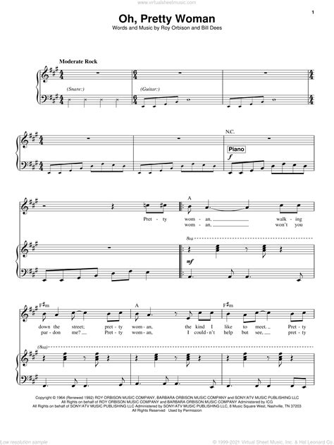 Oh Pretty Woman Sheet Music For Voice And Piano Pdf