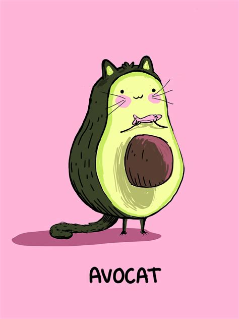 Hill's nutritionists & veterinarians developed prescription diet c/d multicare clinical nutrition specially formulated to support your cat's urinary health. Avocat 8.5x11 Funny Cute Food Art Print | Cute drawings ...