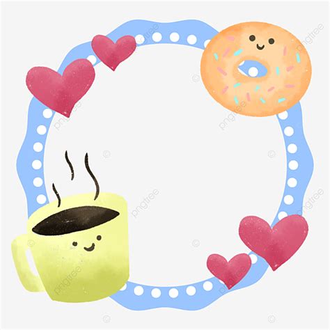 Coffee And Donuts Png Transparent Coffee Frame Kawaii Donut Character