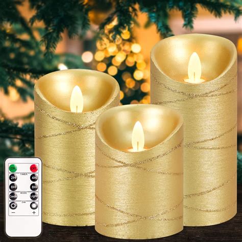 Flavcharm Gold Led Candles Flameless Flickering Candles