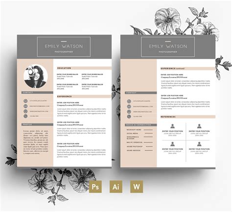 Your cv should be one to two pages long, depending on your experience level. EmilyARTboutique | Business card psd, Cv template ...
