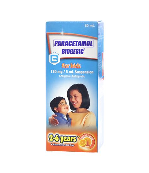 Instructions for use paracetamol suspension for children. BIOGESIC 120MG/5ML SUSPENSION 60ML | Rose Pharmacy