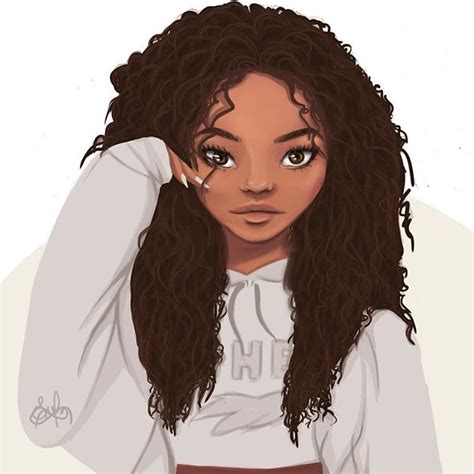 African Anime Girl With Curly Hair Anime Girl