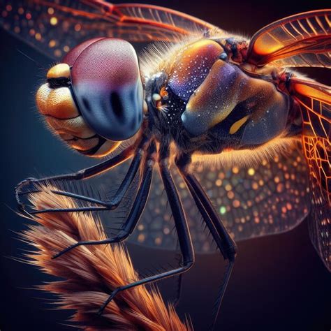 Premium Ai Image Dragonfly On Flower Macro Insect Background