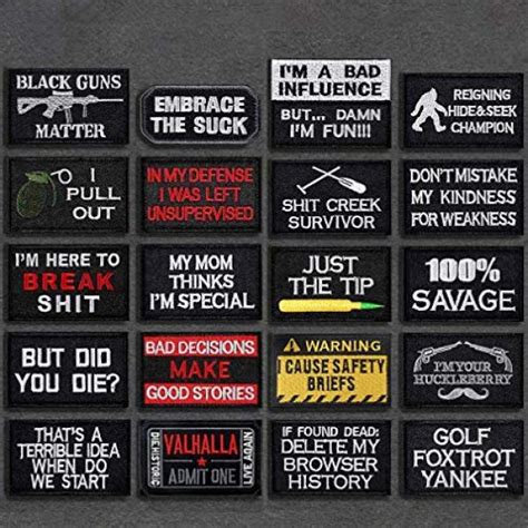 20 pack tactical morale patches with velcro jushoor funny military patch embroidery army badge