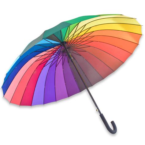 24 Rib Rainbow Umbrella Ultra Durable Deluxe Strong Windproof Large Canopy