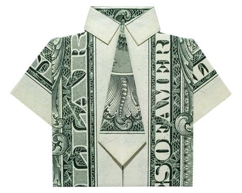 Money Origami Shirt With Tie Folded With Real One Dollar Bill Isolated