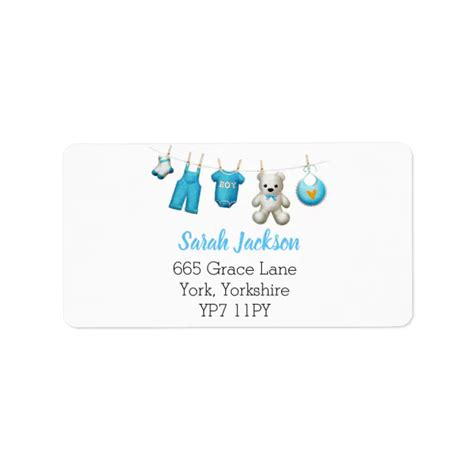 Modern Laundry Boy Baby Shower Address Label Zazzle