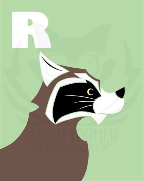 Alphabet Letter R Raccoon Custom Colors Woodland Art Etsy